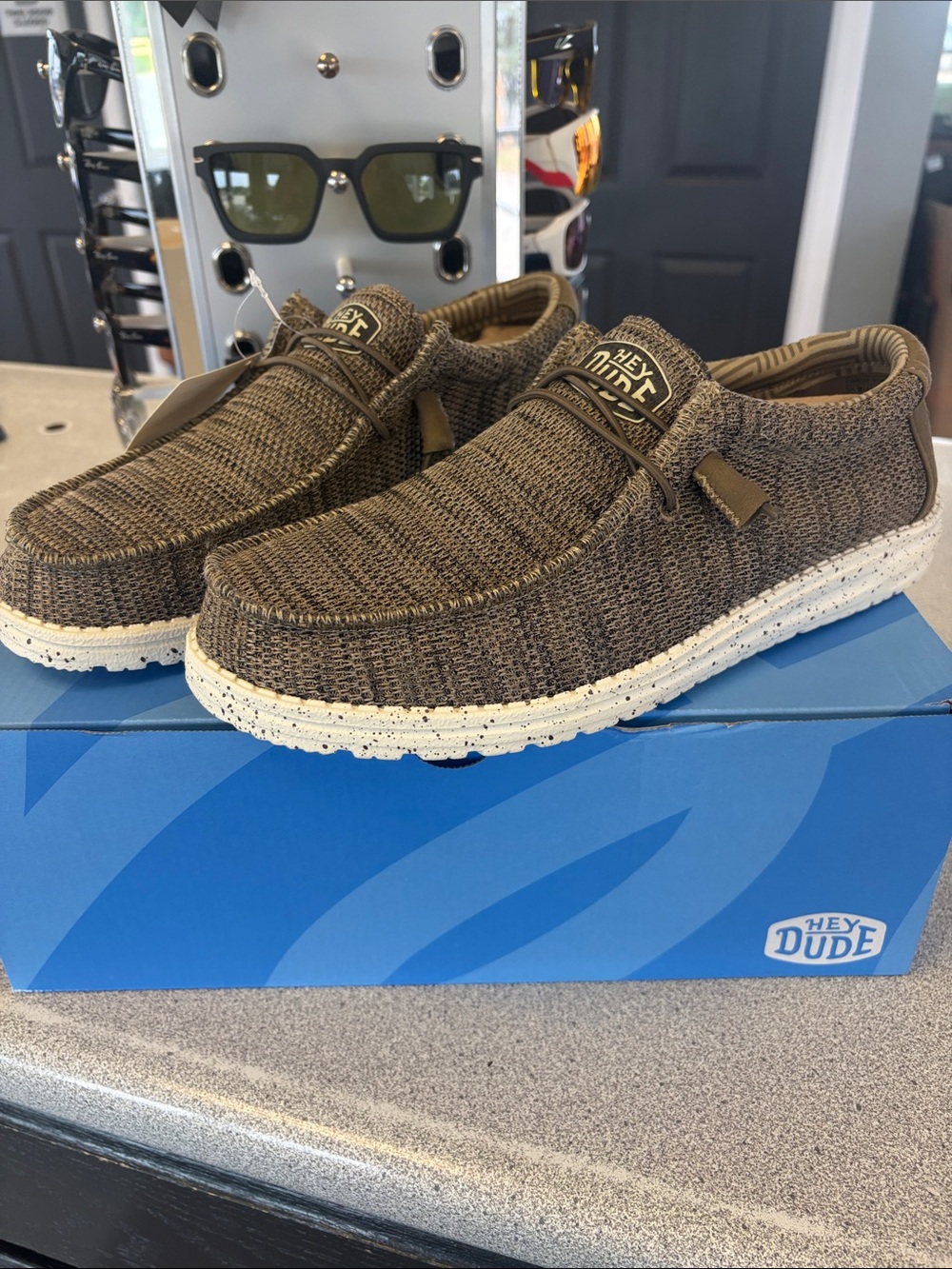 Hey Dude Brown Knit Slip-On Loafers